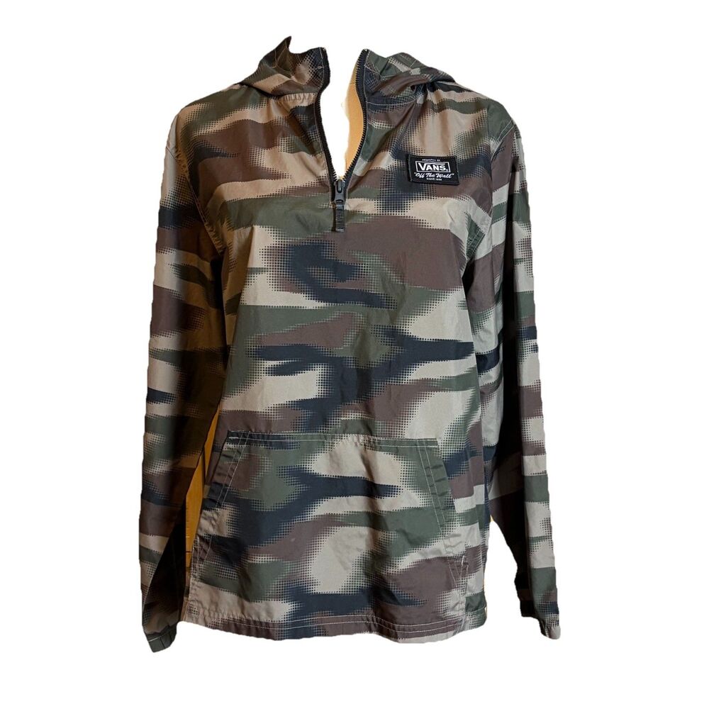 Van’s Women’s Camouflage Windbreaker Jacket L  Off The Wall Logo Running
